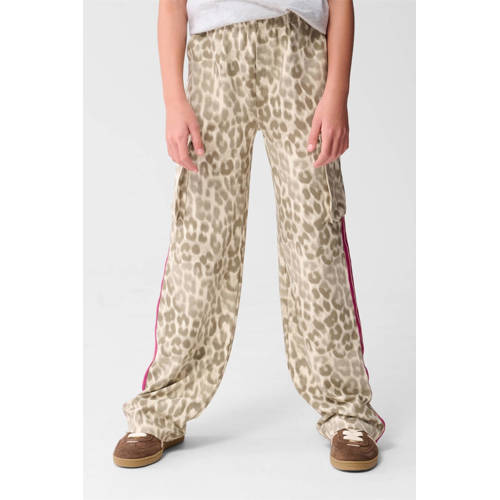 Shoeby denim casual broek met panterprint lichtbruin Dierenprint - maat 134/140 afbeelding
