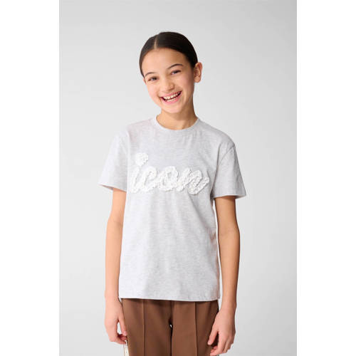Shoeby T-shirt grijs Meisjes Katoen Ronde hals Tekst - maat 146/152 afbeelding