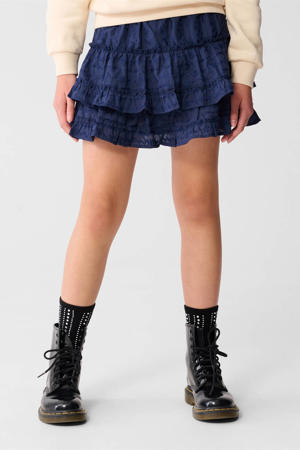 strokenrok broderie donkerblauw