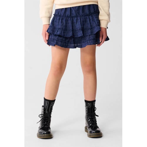 Shoeby strokenrok broderie donkerblauw Meisjes Polyester Effen - maat 122/128 afbeelding