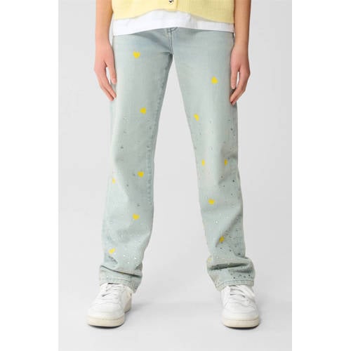 Shoeby high waist wide leg jeans light blue denim Blauw Effen