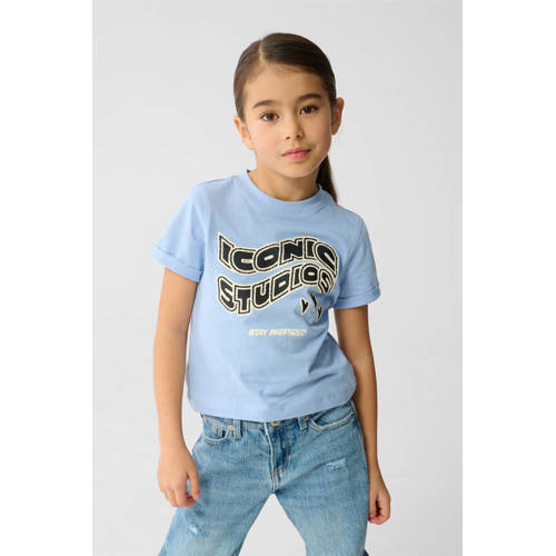 Shoeby T-shirt lichtblauw Meisjes Katoen Ronde hals Tekst - maat 122/128 afbeelding