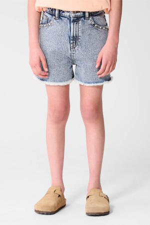 regular high waist short medium blue denim