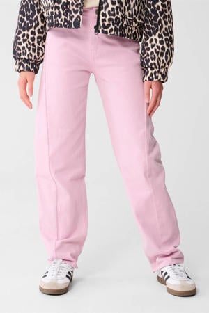 high waist barrel jeans lichtroze