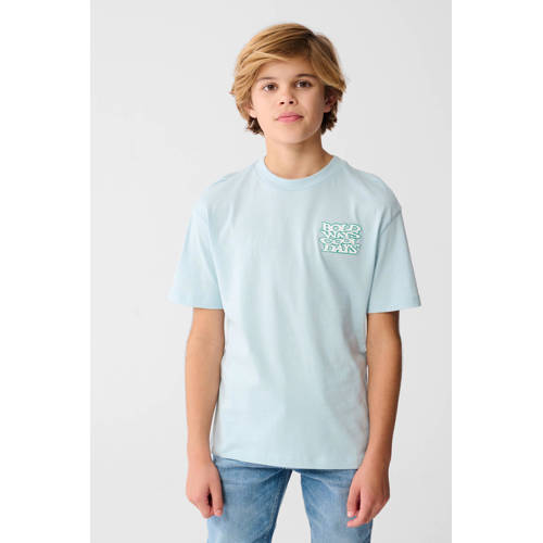 Shoeby T-shirt met backprint lichtblauw Jongens Katoen Ronde hals Backprint - maat 110/116 afbeelding