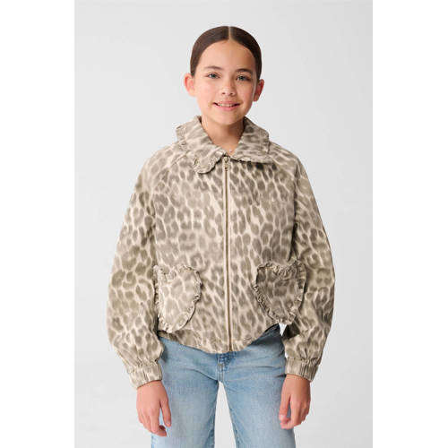 Shoeby tussenjas lichtbruin Meisjes Katoen Ronde hals Panterprint