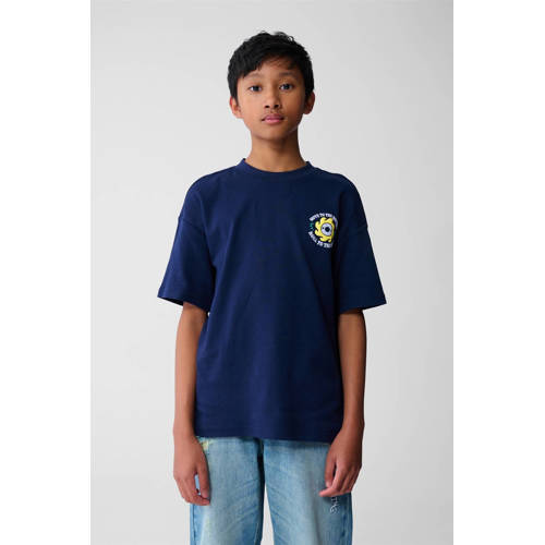 Shoeby T-shirt met backprint donkerblauw Jongens Katoen Ronde hals Backprint - maat 134/140 afbeelding
