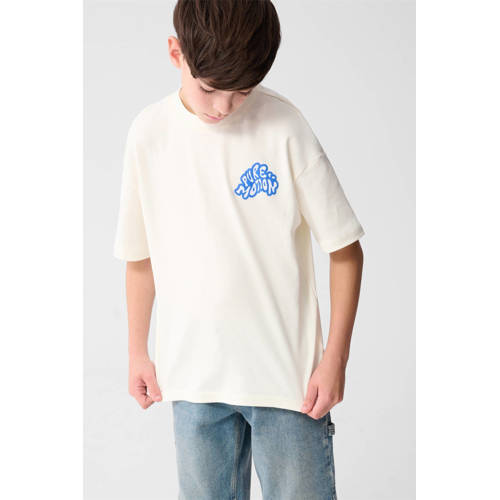 Shoeby T-shirt met backprint ecru Jongens Katoen Ronde hals Backprint - maat 110/116 afbeelding