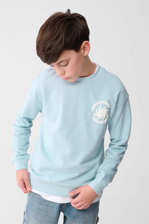 sweater boxy met backprint lichtblauw