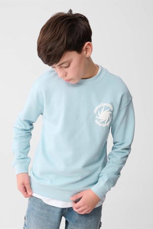 sweater boxy met backprint lichtblauw