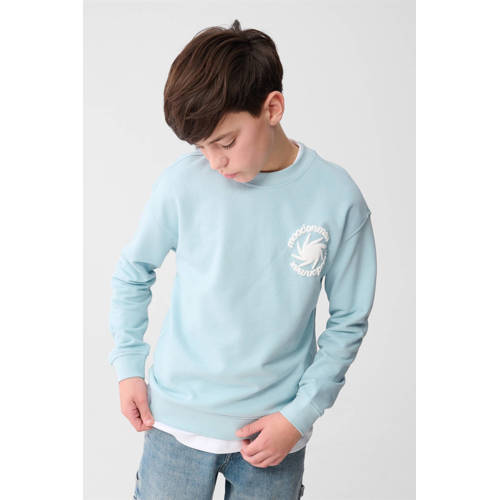 Shoeby sweater boxy met backprint lichtblauw Backprint - maat 170/176 afbeelding