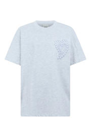 thumbnail: Shoeby gemêleerd T-shirt met borduursels - lichtgrijs