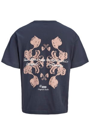 T-shirt met backprint grijsblauw