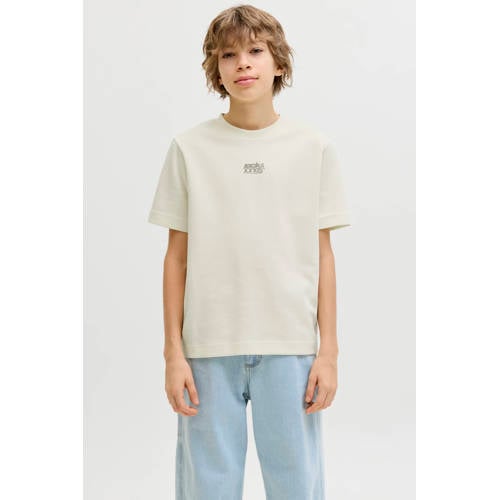 JACK & JONES JUNIOR T-shirt met backprint beige Jongens Polyester Ronde hals - maat 140 afbeelding