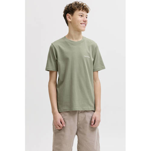 JACK & JONES JUNIOR T-shirt met backprint groen Jongens Katoen Ronde hals - maat 176 afbeelding