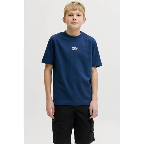 JACK & JONES JUNIOR T-shirt met backprint blauw Jongens Polyester Ronde hals - maat 128 afbeelding