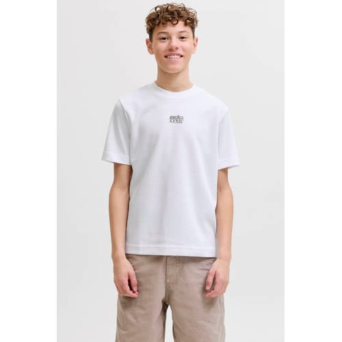 JACK & JONES JUNIOR T-shirt met backprint wit Jongens Polyester Ronde hals - maat 128 afbeelding