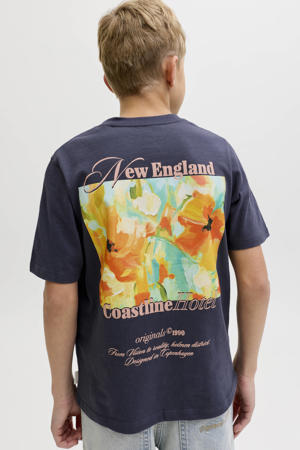 T-shirt met backprint grijsblauw