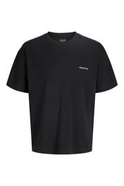 thumbnail: Zwarte jongens JACK & JONES JUNIOR T-shirt van katoen met backprint, korte mouwen en ronde hals