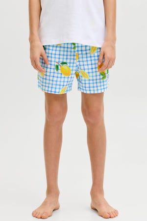 zwemshort lichtblauw/geel/wit