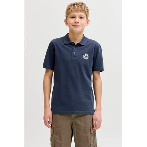 JACK & JONES JUNIOR polo donkerblauw Jongens Katoen Polokraag Effen - maat 152 afbeelding
