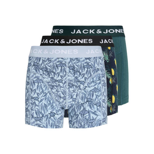 JACK & JONES JUNIOR boxershort - set van 3 blauw/groen Jongens Stretchkatoen - maat 176 afbeelding