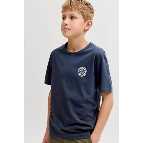 JACK & JONES JUNIOR T-shirt donkerblauw Jongens Katoen Ronde hals Printopdruk - maat 152 afbeelding