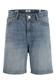 thumbnail: Medium blue denim jongens JACK & JONES JUNIOR short van denim met loose fit, rits- en knoopsluiting en effen