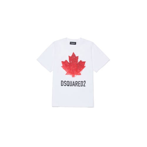 Dsquared2 T-shirt wit Jongens Katoen Ronde hals Logo - maat 140 afbeelding