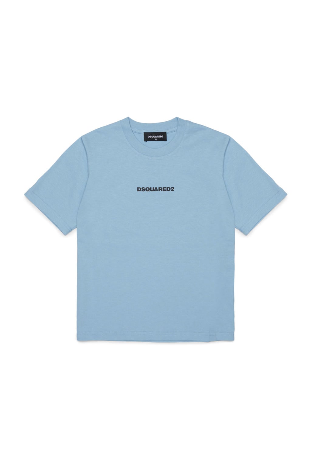 Lichtblauwe jongens Dsquared2 T-shirt van katoen met logo dessin, korte mouwen en ronde hals