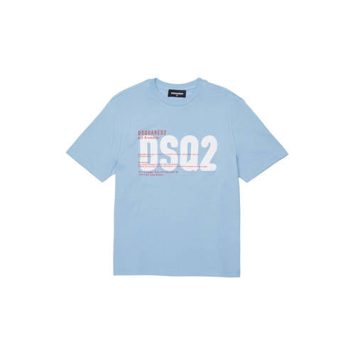 Dsquared2 T-shirt lichtblauw Jongens Katoen Ronde hals Printopdruk - maat 140 afbeelding