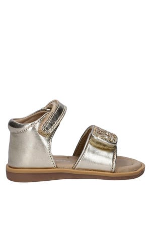 leren sandalen goud