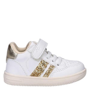 leren sneakers wit/goud