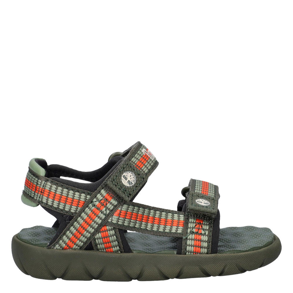Groen en oranje jongens Timberland sandalen van textiel met klittenband