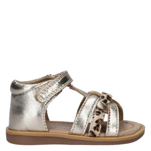 leren sandalen goud