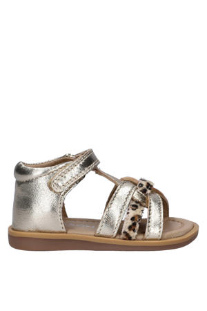 leren sandalen goud