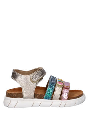 sandalen goud/blauw/roze