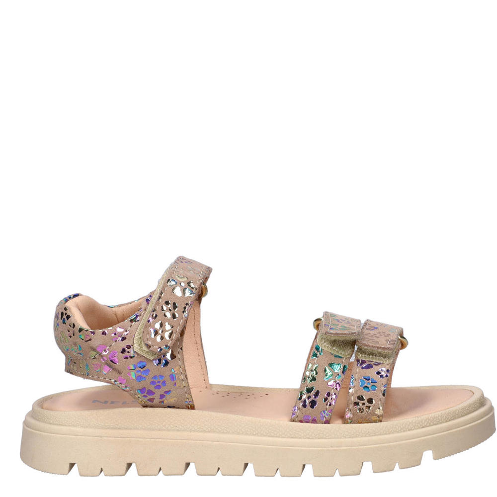 Beige en multikleurige meisjes Nelson Kids suède sandalen met klittenband