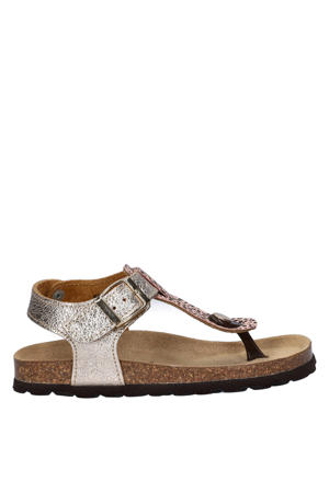leren sandalen roségoud