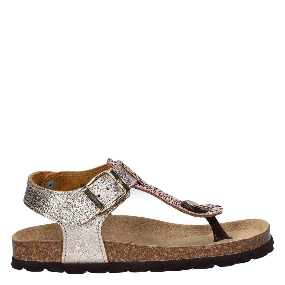 Roségouden meisjes Nelson Kids leren sandalen goud met gesp