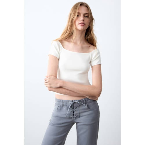 MANGO TEEN T-shirt wit Meisjes Viscose Ronde hals Effen - maat 172(L) afbeelding