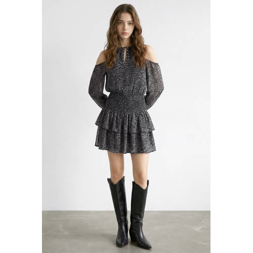 MANGO TEEN zomerjurk donkerblauw Meisjes Polyester Ronde hals All over print