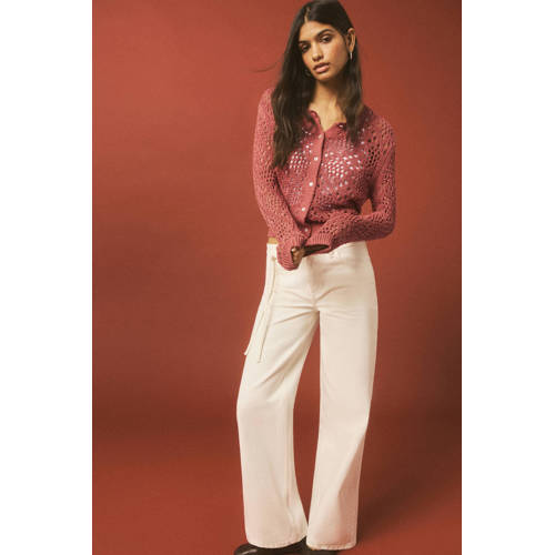 MANGO TEEN gebreid vest oranje gehaakt Meisjes Katoen Ronde hals Effen