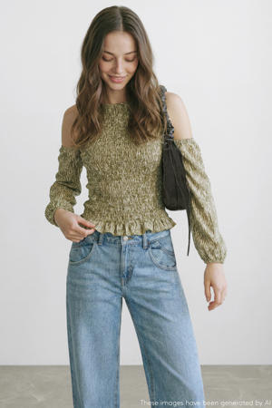 off shoulder top groen