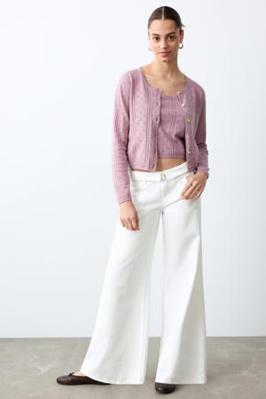 extra low waist wide leg jeans wit