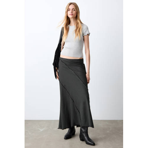 MANGO TEEN maxi rok antraciet Grijs Meisjes Viscose Effen - maat 158(XS) afbeelding