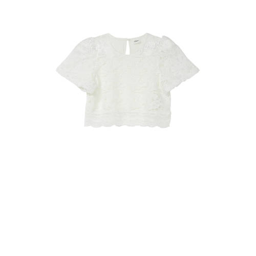 s.Oliver cropped top wit Meisjes Polyester Ronde hals Effen