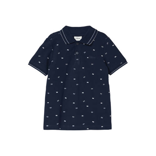 s.Oliver polo donkerblauw Jongens Katoen Polokraag All over print - maat 140 afbeelding
