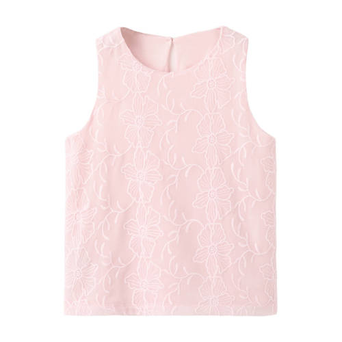 Mango Kids mouwloze top lichtroze Meisjes Polyester Ronde hals Effen - maat 116 afbeelding