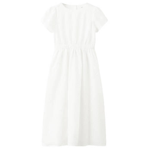 Mango Kids zomerjurk wit Meisjes Katoen Ronde hals Effen